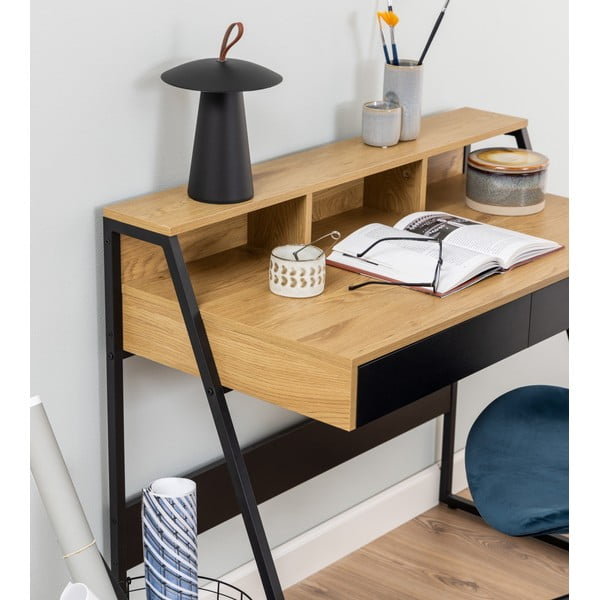 Rašomasis stalas su stalviršiu iš ąžuolo apdailos Actona Reece, 100 x 50 cm-image-1