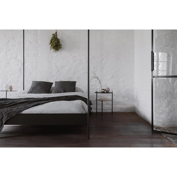 Juodos spalvos iš plieno dvigulė lova be galvūgalio/su baldakimu su lovos grotelėmis 140x200 cm Eton – noo.ma-image-3