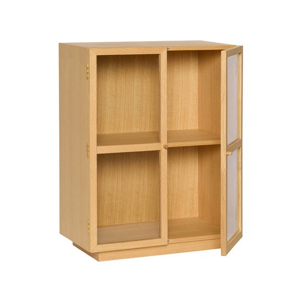 Natūralios spalvos pakabinama vitrina iš ąžuolo 70x90x39 cm Mae – Hübsch-image-4