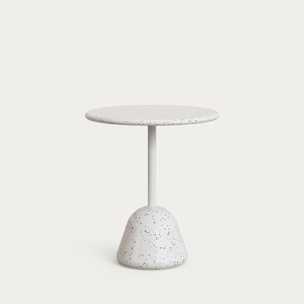 Iš terrazo cemento apvalios formos valgomojo stalas baltos spalvos ø 70 cm Saura – Kave Home