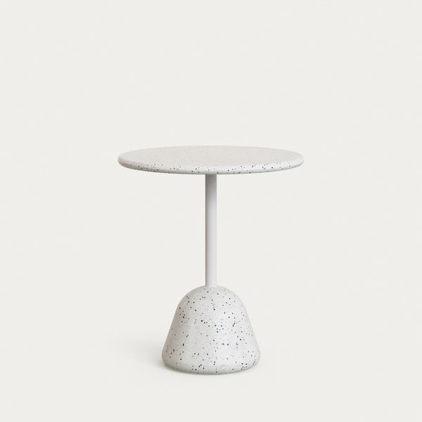 Iš terrazo cemento apvalios formos valgomojo stalas baltos spalvos ø 70 cm Saura – Kave Home-image-4