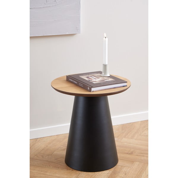 Apvalios formos kavos staliukas juodos spalvos/natūralios spalvos su ąžuolo dekoro stalviršiu ø 45 cm Soli – Actona-image-2