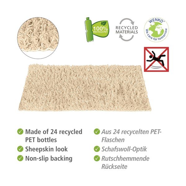 Smėlio spalvos tekstilinis vonios kambario kilimėlis 60x90 cm Lanas - Wenko-image-3