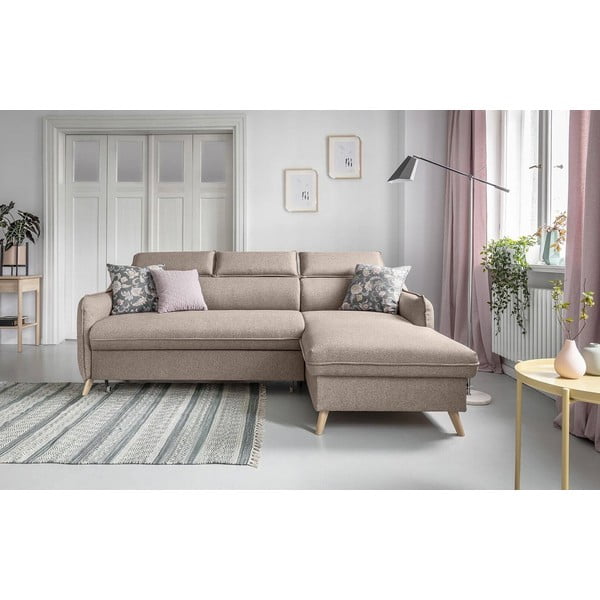 Sulankstoma kampinė sofa smėlio spalvos (su dešiniuoju kampu) Sweet Harmony – Miuform-image-3