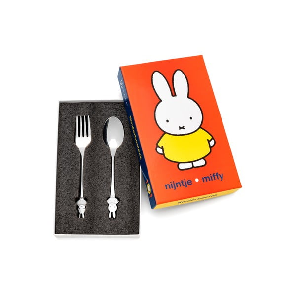 Vaikiškas stalo įrankis sidabrinės spalvos iš nerūdijančio plieno Miffy – Zilverstad