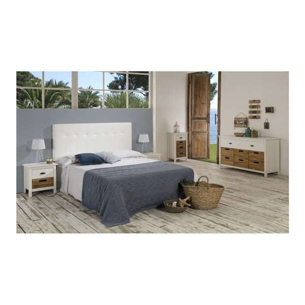 Baltos spalvos pušies masyvo komoda su 8 stalčiais "Marckeric Ibiza-image-4