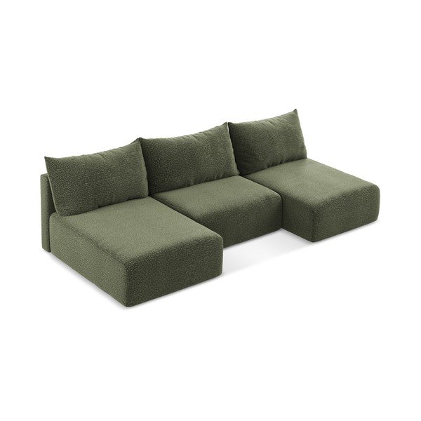 Žalios spalvos sulankstoma/su sandėliavimo vieta kampinė sofa Kalena – Makamii-image-3