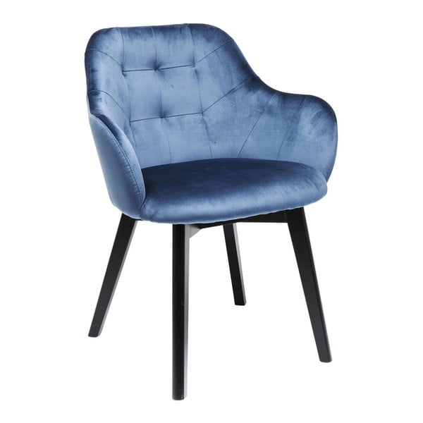 Aksominė mėlyna kėdė su buko medienos kojomis Kare Design