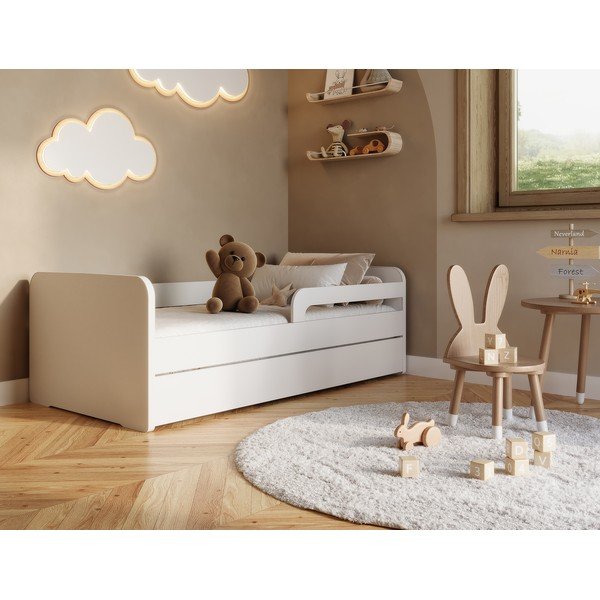 Baltos spalvos vaikiška lova su čiužiniu / su lovos grotelėmis 80x200 cm Duuli – ELTAP-image-1