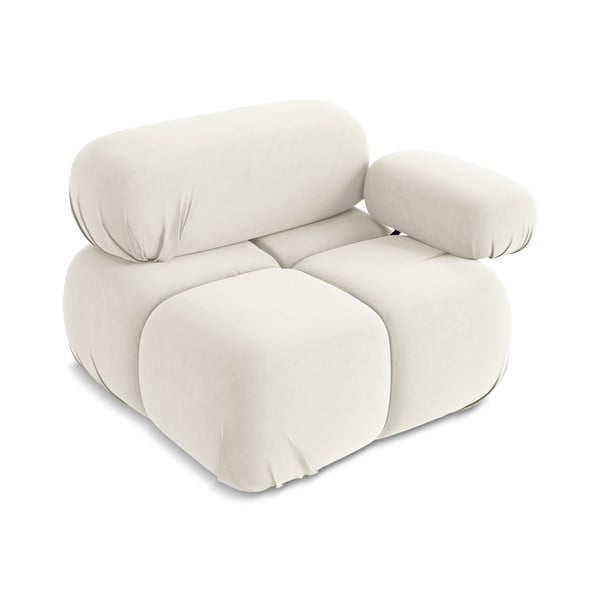 Baltos spalvos iš velveto modulinė sofos dalis (su dešiniuoju kampu) Lokua – Makamii-image-4