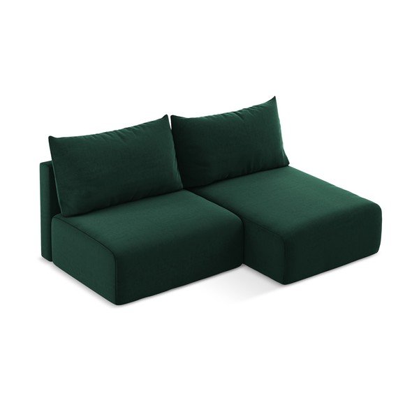 Tamsiai žalios spalvos sulankstoma/su sandėliavimo vieta kampinė sofa iš velveto (su dešiniuoju kampu/su gultu) Kalena – Makamii-image-3