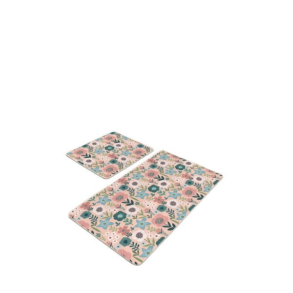 Vonios kilimėliai mėlynos spalvos/rožinės spalvos 2 vnt. 60x100 cm – Mila Home