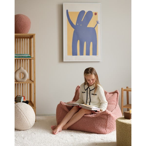 Rožinės spalvos iš boucle vaikiškas sėdmaišis Chair – Wigiwama-image-1