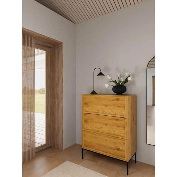 Natūralios spalvos šoninė spintelė iš ąžuolo 80x110x40 cm Palmdale – Actona-image-1