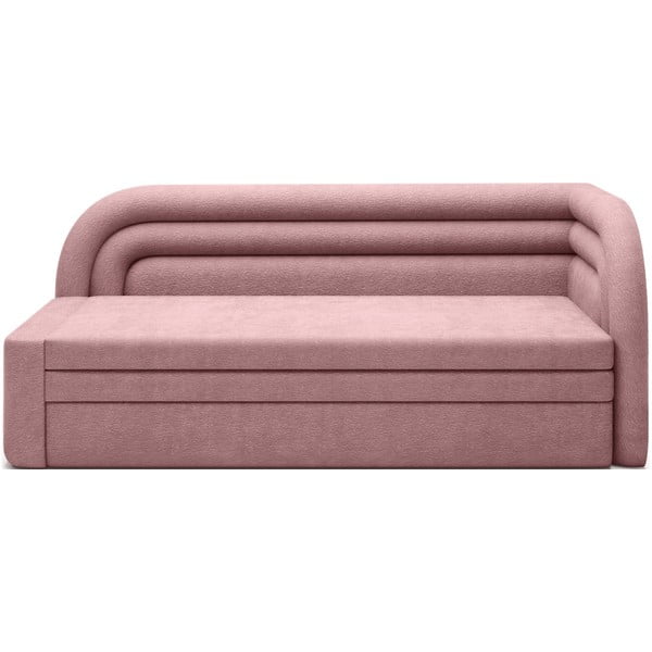 Rožinės spalvos iš šenilinio audinio sulankstoma/su sandėliavimo vieta sofa su dešiniuoju kampu 223 cm Fabillo – ELTAP