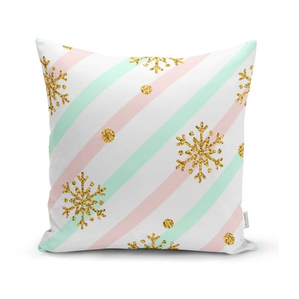 Kalėdinis pagalvės užvalkalas Minimalist Cushion Covers Pinky Snowflakes, 42 x 42 cm