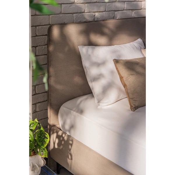 Taupe spalvos dvigulė lova audiniu dengta su grotelėmis 160x200 cm Noira Slim – Bonami Selection-image-3