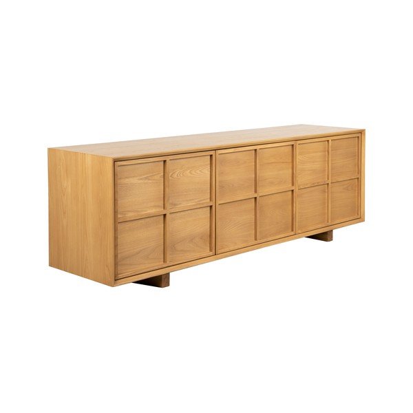 Natūralios spalvos iš uosio masyvo TV spintelė 160x54x42 cm Raster – Zuiver-image-1