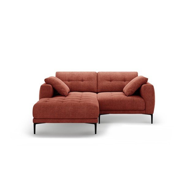 Raudonos plytų spalvos kampinė sofa (su kairiuoju kampu/su gultu) Bemy – Micadoni 