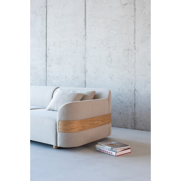 Šviesiai pilka modulinės sofos pagalvėlė su vilnos ir lino užvalkalu Hugg - Gazzda-image-1