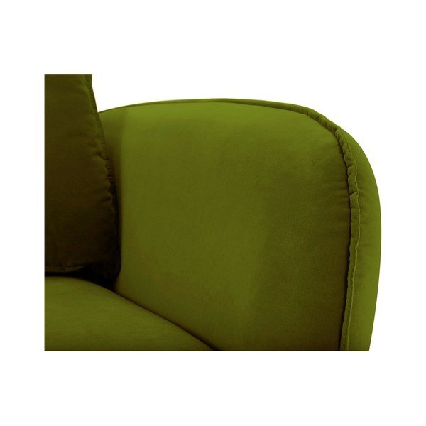 Žalias aksominis krėslas su juodomis kojomis Kooko Home Lento-image-3