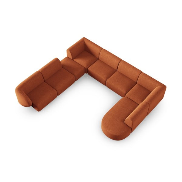 Terakotos spalvos iš šenilinio audinio kampinė sofa (su kairiuoju kampu/„U“ formos) Paolo – Milo Casa-image-1