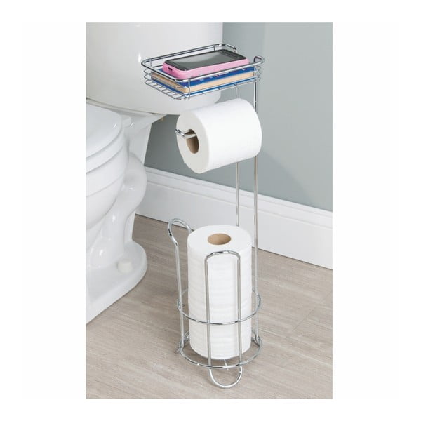 Plieninis tualetinio popieriaus laikiklis su lentyna iDesign-image-4