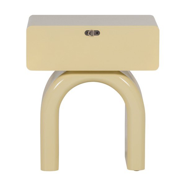 Šviesiai geltonos spalvos blizgus naktinis staliukas Zorel – WOOOD-image-4