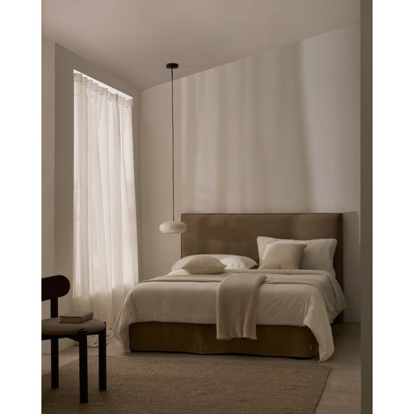 Taupe spalvos dvigulė lova audiniu dengta 180x200 cm Jaira – Kave Home-image-1