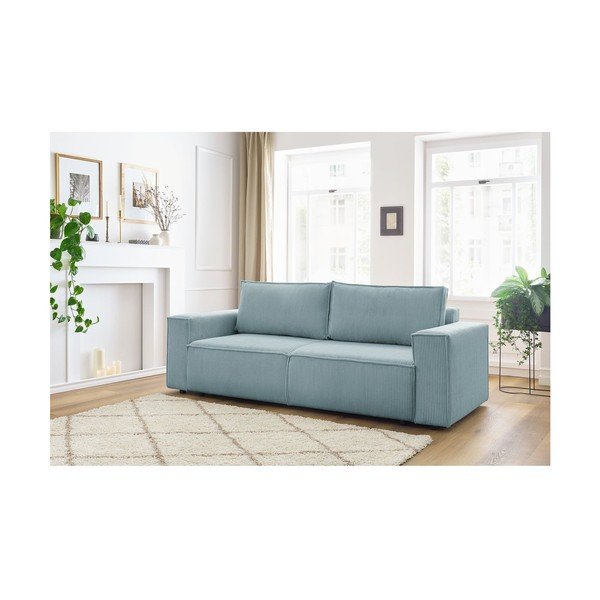 Mėtų spalvos iš kordinio velveto sulankstoma/su sandėliavimo vieta sofa 245 cm Nihad – Bobochic Paris-image-1