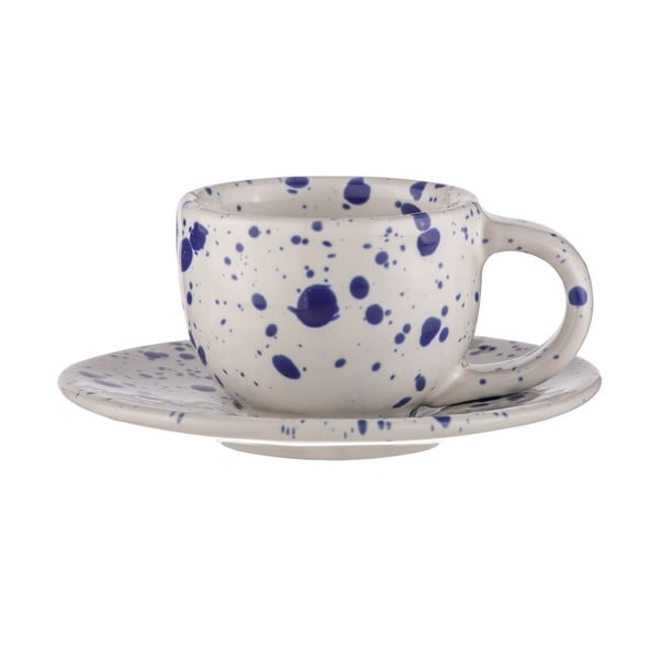 Puodeliai baltos spalvos/mėlynos spalvos iš akmens masės 2 vnt. espreso 100 ml Carnival – Ladelle-image-1
