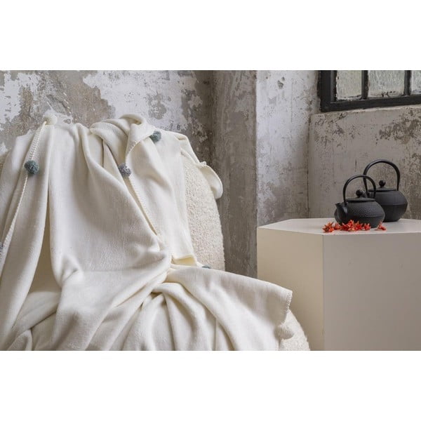 Kreminės spalvos fleece tipo lovatiesė 150x200 cm Pom Pom – Mijolnir-image-4