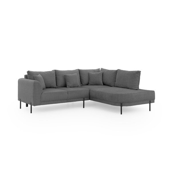 Tamsiai pilkos spalvos kampinė sofa iš šenilinio audinio (su dešiniuoju kampu/„L“ formos) Mauris  – Ropez-image-2