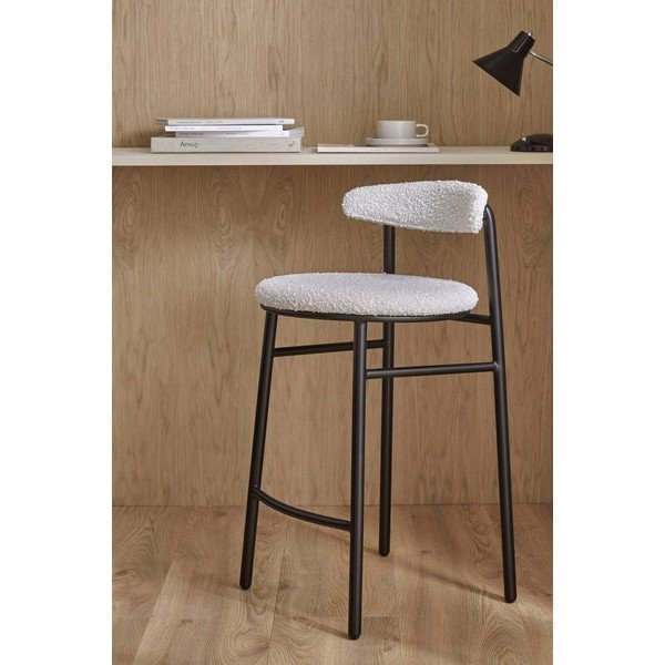 Kreminės spalvos iš audinio baro taburetė (sėdynės aukštis 67 cm) Bloggny – Ellos Home-image-1