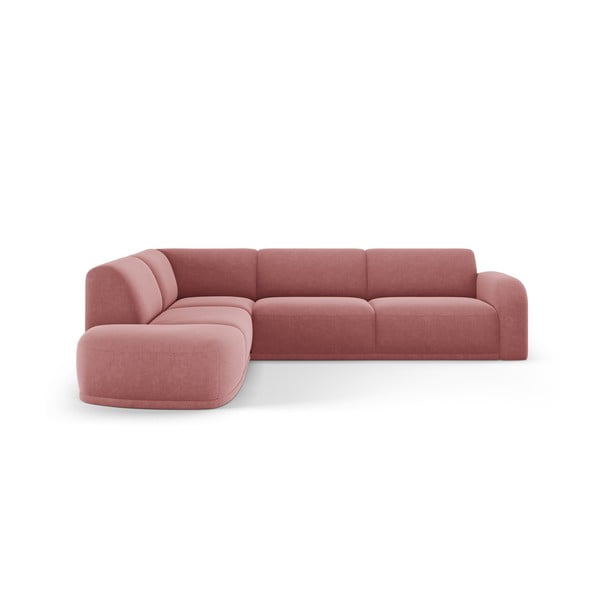 Iš velveto kampinė sofa šviesiai rožinės spalvos Erin – Micadoni Home