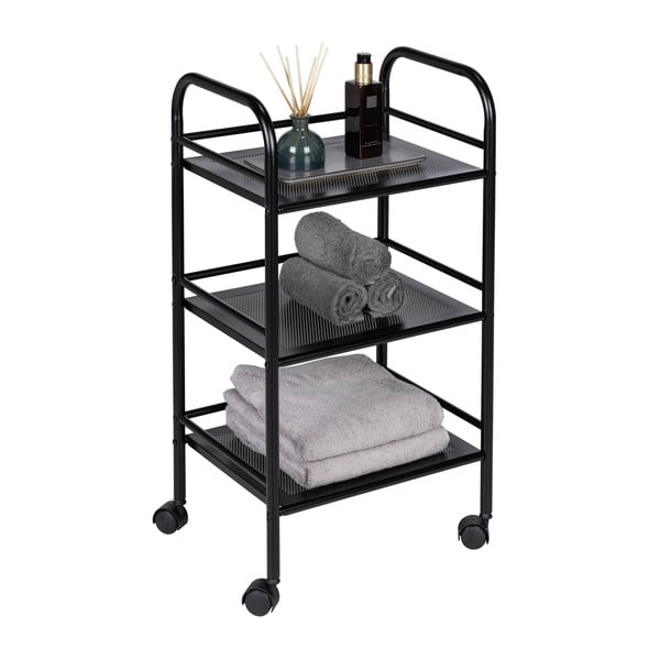 Iš metalo lentyna ant ratukų juodos spalvos 41x75 cm – Wenko-image-3