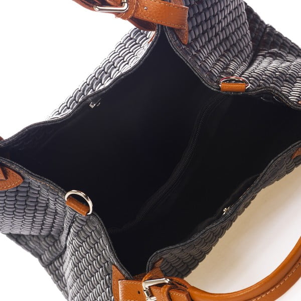 Tamsiai mėlyna odinė rankinė Federica Bass Hydri-image-3