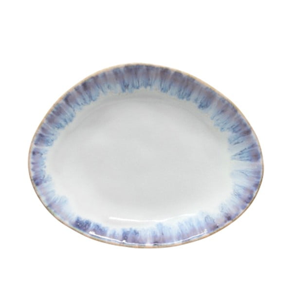 Baltos ir mėlynos spalvos akmens masės ovali lėkštė Costa Nova Brisa, ⌀ 20 cm