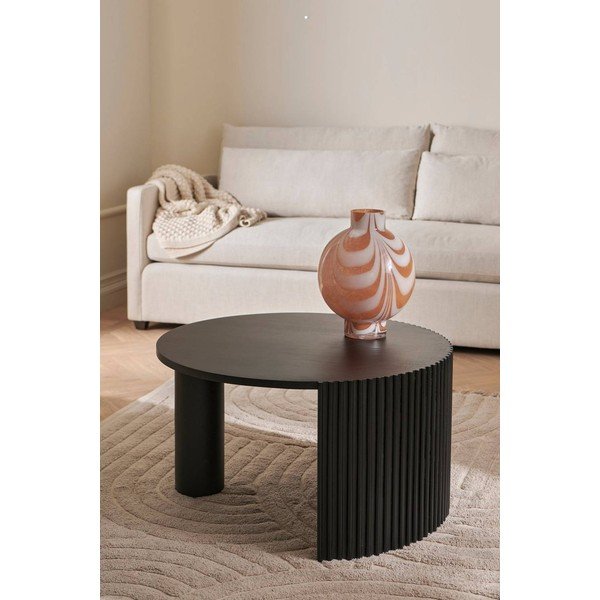Juodos spalvos iš mango medžio paviršiaus apvalios formos kavos staliukas ø 80 cm Bisselina – Ellos Home-image-1