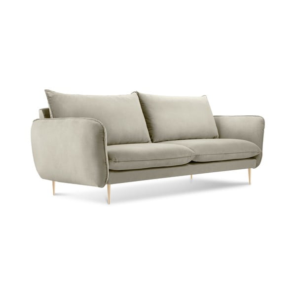 Smėlio spalvos aksominė sofa Cosmopolitan Design Florence,160 cm