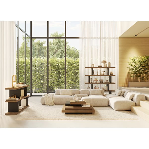 Knygų spinta  juodos spalvos/rudos spalvos iš riešutmedžio 163x172 cm Step – TemaHome-image-1