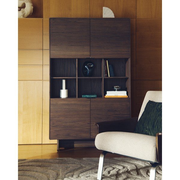 Tamsiai rudos spalvos spintelė iš riešutmedžio 100x163x40 cm Norlen – Kave Home-image-1