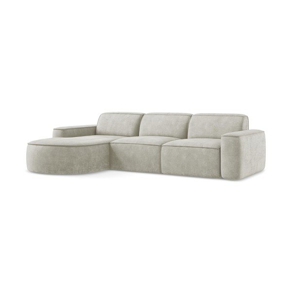 Kreminės spalvos iš šenilinio audinio kampinė sofa (su kairiuoju kampu/su gultu) Omao – Makamii-image-3