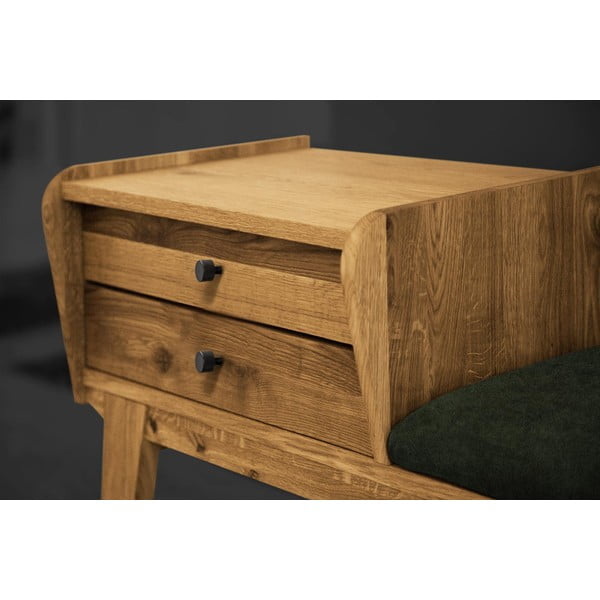 Ąžuolinis suolas su stalčiais ir žalia sėdyne Retro - The Beds-image-4