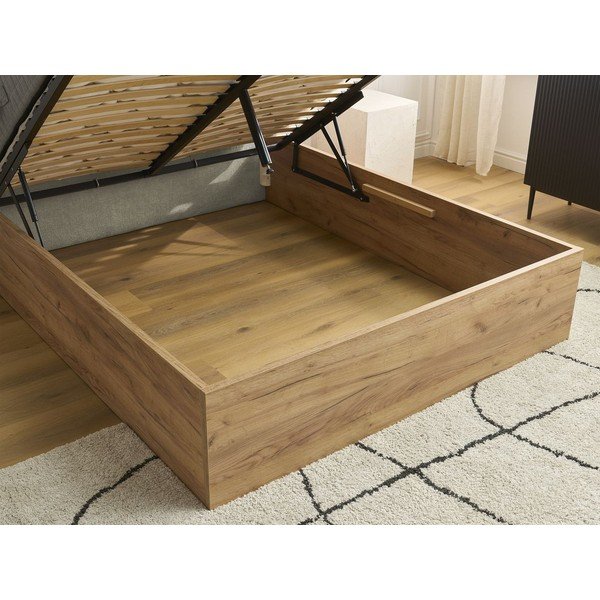 Kreminės spalvos iš audinio dvigulė lova audiniu dengta/iš medžio drožlių plokštės su sandėliavimo vieta su lovos grotelėmis 180x200 cm Charlie – Bobochic Paris-image-3