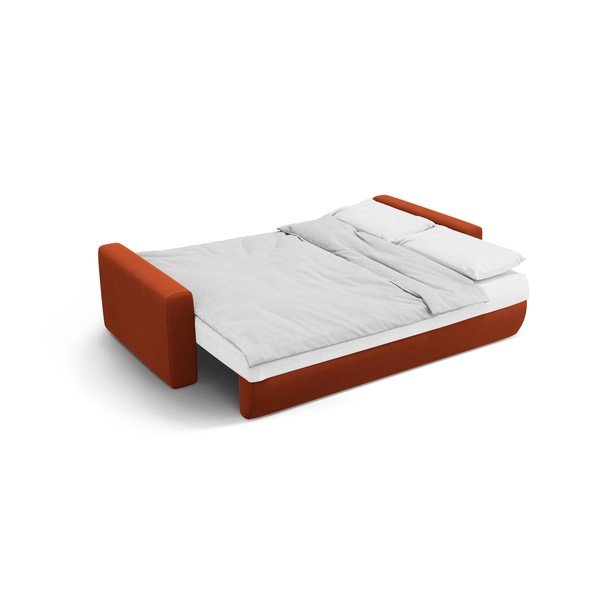 Raudonos plytų spalvos iš velveto sulankstoma/su sandėliavimo vieta sofa 238 cm Belfast – Cosmopolitan Design-image-3