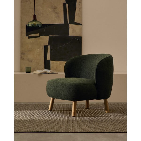 Žalios spalvos iš šenilinio audinio krėslas Ulit – Kave Home-image-1