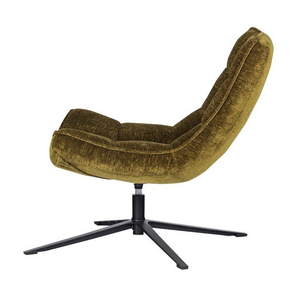 Žalios spalvos pasukamas krėslas iš šenilinio audinio Maudi – WOOOD-image-3
