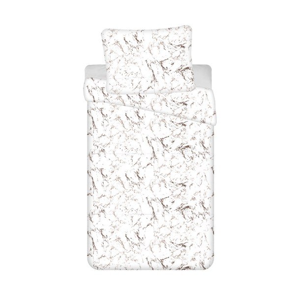 Viengulė patalynė baltos spalvos/rudos spalvos iš mikropliušo 140x200 cm – Jerry Fabrics