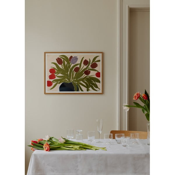 Plakatas 70x50 cm Tulips in a Blue Vase – Anine Cecilie Iversen – The Poster Club-image-1